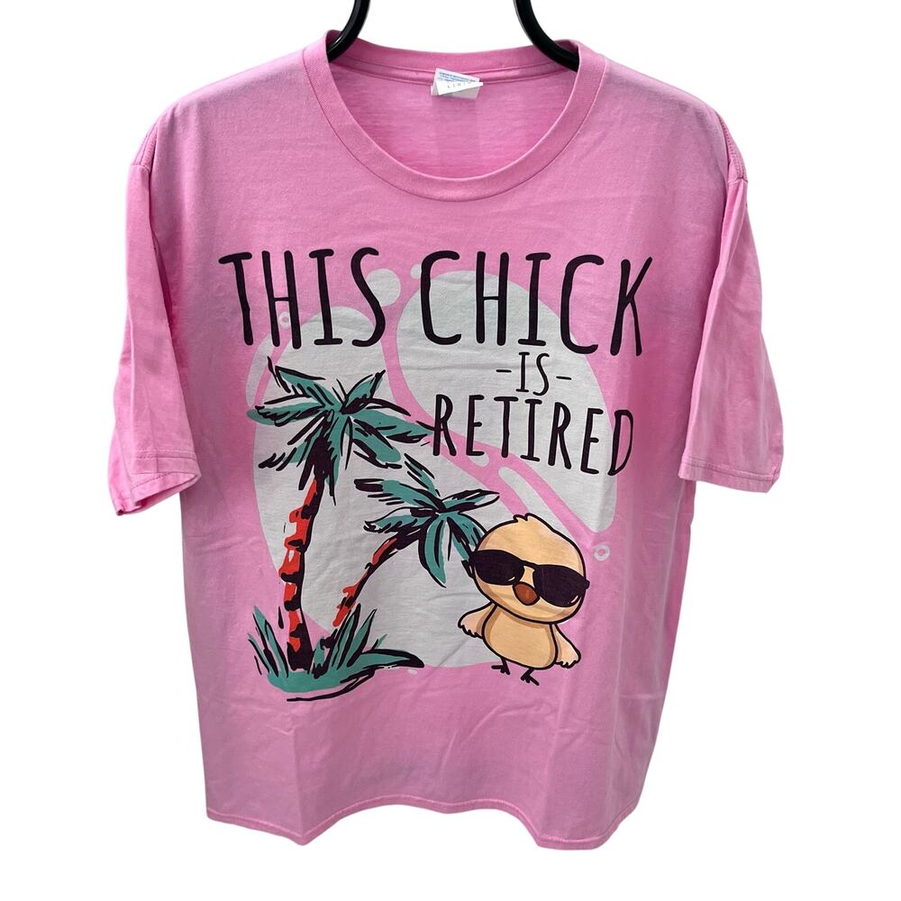 This Chick Is Retired Women's T-Shirt - Pink - Size Large - Graphic Tee